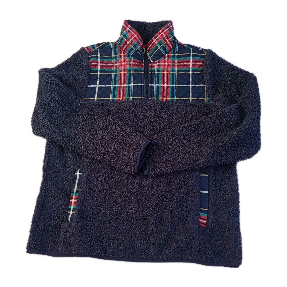 Vera Bradley Women's Teddy Fleece Pullover 1/4 Zip Tartan Plaid M